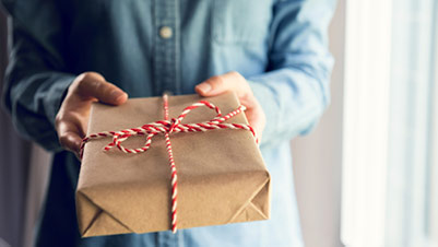 Person holding present 